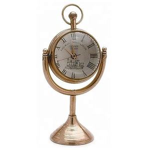 Suministros de reloj antiguo Artículo de regalo Reloj de mesa antiguo de latón náutico con brújula Reloj de escritorio elegante pulido de plata Barato - Product Image 5