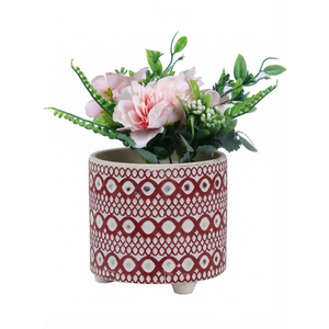 Red & White Striped Bone Inlay Flower <b>Vase</b> Contemporary Resin <b>Decorative</b> Tabletop <b>Vase</b> For Living Room Wedding Hotel Decor <b>Vase</b> - Product Image 5