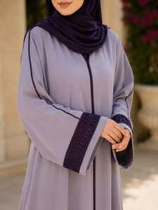 Abaya Nida de Dubaï haut de gamme à devant ouvert, vêtement musulman traditionnel, robe longue islamique élégante, tenue modeste, couleurs personnalisées, vente en gros - Product Image 3