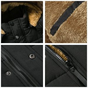 Vêtements d'hiver tendance pour hommes, parka matelassée imperméable noire pour hommes, veste longue pour l'extérieur - Product Image 5