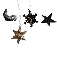 Ensemble d'ornements de Noël suspendus en métal, Arbre argenté, Oiseau en cuivre, Oiseau vert, Cœur de fille noire, Vente en gros, Décoration de salon