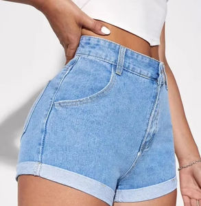 Pantalones Cortos de Mezclilla Casuales de Cintura Media para Mujer, Estilo Vintage, Rectos, para Usar en Verano - Product Image 3