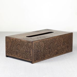 Boîte à mouchoirs classique en bois de noyer avec fonction de remplissage facile pour salon et bureau - Product Image 1