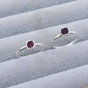 Raw Garnet Silver Plated <b>Ring</b> 5 to 7mm Electroplated Engagement <b>Ring</b> Handmade <b>Statement</b> Jewelry Gift for Women - Product Image 3