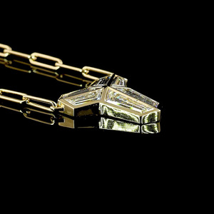 Collier pendentif géométrique en diamant de laboratoire, chaîne trombone en or 10K 14K 18K et argent 925 935, bijoux - Product Image 4