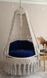 Cream Cotton Macrame <b>Swing</b>, Hanging Chair, Hängesessel, <b>Swing</b> Chair, Macrame Rocking <b>Swing</b> Chair, hanging chair indoor - Product Image 2