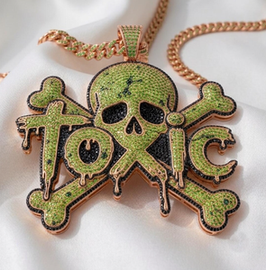 Green Moissanite Skull Pendant Gold Plated Stainless Steel <b>Cross</b> <b>Charm</b> Punk Jewelry for Party - Product Image 4