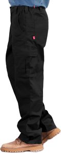 Men's <b>Black</b> Cotton <b>Work</b> <b>Pants</b> With Multiple Pockets Abrasion Resistant Elastic Waist Cargo Trousers - Product Image 5