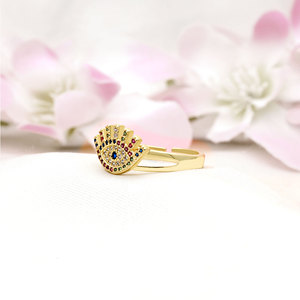 En gros Bague fine en argent sterling plaqué or 14K avec zircon cubique et œil de diable, bijoux œil d'ange maléfique émaillés - Product Image 3