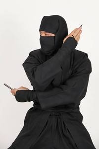 Uniforme de Artes Marciales Ninja Negro Unisex, Ajustado, de Poliéster/Algodón, Elástico, para Práctica de Adultos, Duradero y de Secado Rápido - Product Image 3