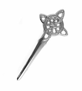 Pin de Kilt Escocés de Acero Inoxidable con Diseño de Arpa Irlandesa, Hecho a Medida, Acabado Cromado - Product Image 2