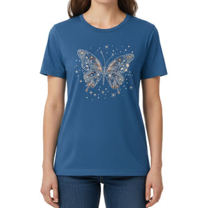 Custom Color Women Summer <b>Sparkly</b> Rhinestone T Shirt Soft Breathable Cotton Daily Casual Tee - Product Image 1