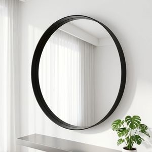 30 Inch <b>Round</b> <b>Black</b> Bathroom Vanity <b>Mirror</b> with Deep <b>Frame</b> - Product Image 4