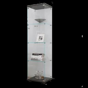 Vetrina nera a una porta con 4 ripiani per la conservazione del soggiorno - Product Image 1