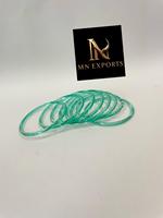 MN EXPORTS Ensemble de bracelets en verre soufflé vert plaqué argent, sertis de cristaux et strass, forme boule, style tendance, unisexe, pour mariage