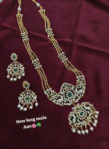High Quality Traditional Tempal Laxmi Gold-Plated Flower Design Coin Necklace Earrings <b>Set</b> <b>Crystal</b> Rhinestone Ethnic Wedding - Product Image 2