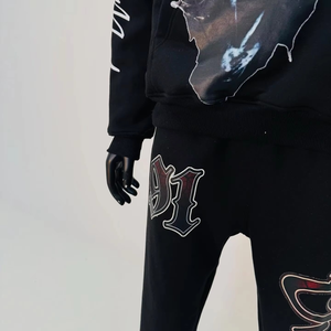 Conjunto Deportivo de Invierno OEM, Ropa Urbana de Algodón, Pantalones Anchos con Cierre Completo, Lavado Ácido, para Hombre - Product Image 3