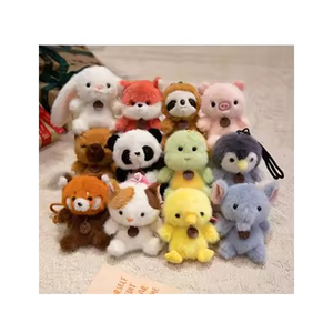 <b>Cute</b> White Plush <b>Bear</b> Keychain With Pink Ears And Paws Soft Toy Cartoon 3D Shape - Product Image 3