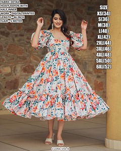 Vestido de Fiesta Largo hasta el Suelo, Moderno, de Rayón Natural con Bordado, Cómodo, Estilo Sunset Bloom, para Vacaciones - Product Image 3
