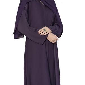 Abaya longue brodée arabe respirante de haute qualité pour femmes musulmanes, robe décontractée en polyester doux pour mariage et fête avec foulard - Product Image 2