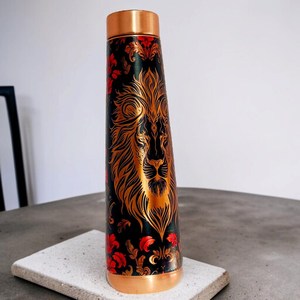 Bouteille d'eau en cuivre pur de haute qualité, couleur naturelle, faite à la main, multifonctionnelle, pour le camping, avec couvercle rabattable, compatible lave-vaisselle - Product Image 2