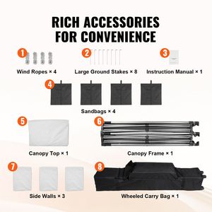 Carpa Plegable Portátil de 10x10 Pies con Paredes Laterales Extraíbles, Gazebo Instantáneo con Bolsa con Ruedas, Resistente a los Rayos UV e Impermeable - Product Image 6