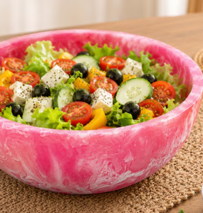 Handmade Resin Serving <b>Bowl</b> <b>Pink</b> Glossy Salad <b>Bowl</b>, 6.8 Inch Diameter - Product Image 5