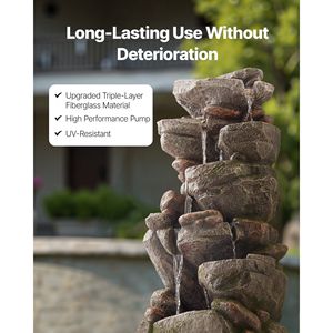 Fontana d'acqua esterna a 7 livelli 38.98 in fontane a cascata a forma di roccia - Product Image 5