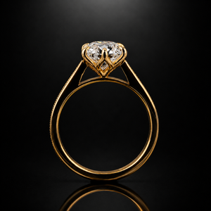 Anillo de Compromiso Solitario con Diamante Clásico de Corte Brillante Redondo de 3.00 Quilates en Oro Amarillo de 14K con Certificado IGI para Mujer - Product Image 4