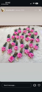 Handcrafted Pink Rose and Peacock Feather Decorative Brooch Set for <b>Wedding</b> Hair <b>Accessories</b> Festive Jewelry Ethnic Outfit - Product Image 2