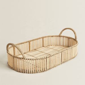 ถาดหวายทรงกลมทำจากธรรมชาติ,ถาดตกแต่งถาดหวายสำหรับร้านอาหารโรงแรมแฮนด์เมดในเวียดนาม - Product Image 2