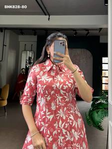 Diseño Evergreen de Alta Calidad para Uso Ocasional P.V. Proveedor de Kurt-Pent Chanderi con estampado floral y detalles en foil de Surat - Product Image 5