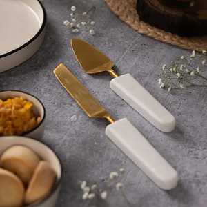 Elegante Juego de Cuchillo y Servidor para Pastel de Boda, Estilo Vintage, Ecológico, con Mango de Cerámica Blanca y Cuchilla de Acero Inoxidable - Product Image 3