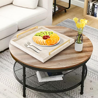 Plateau de service en bois et cuir gravé avec poignées métalliques, fait main, plateau décoratif moderne de luxe pour la maison, l'hôtel, le restaurant
