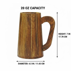 Chope à bière en bois 20oz, fait main, style Viking, Rustique, Tasse médiévale en bois, Cadeau pour témoin de mariage, Cadeau pour papa, Cadeau pour enterrement de vie de garçon M - Product Image 2