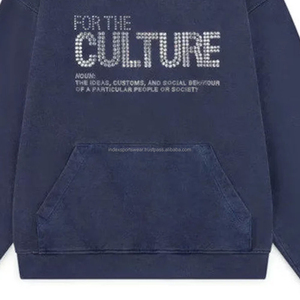 À la mode unisexe strass à capuche urbain Streetwear étincelle pull avec 100% coton solide motif col à capuche goutte à goutte Bling Design - Product Image 5