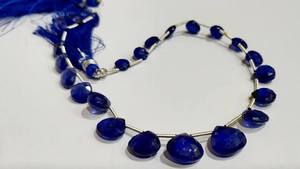 Perles de saphir bleu naturel en forme de cœur, facettées, 12 mm, vendues par brin de 10 pouces de long - Product Image 4