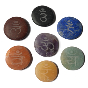 Natural Carved <b>Crystal</b> Seven Chakra Sanskrit Set <b>for</b> Feng Shui Home Decor & Business <b>Gifts</b> - Product Image 1