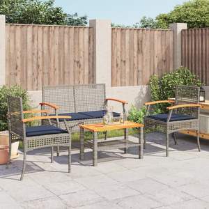 Conjunto de Muebles de Jardín de Ratán Sintético Gris Resistente a los Rayos UV, Material Estándar para Conjuntos de Jardín - Product Image 3