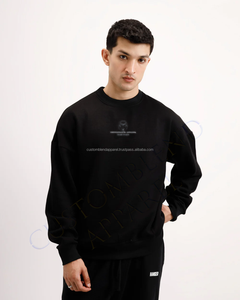 Venta al por mayor OEM Hombres Vintage Sudadera de gran tamaño Cremallera Diseño bordado Hombro caído Peso pesado Crop Jumper Serigrafía - Product Image 5