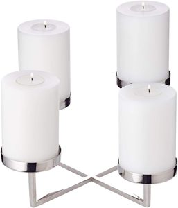 Support de bougie en aluminium argenté Signature Glow à 4 bras, résistant à la chaleur, décoration d'intérieur, candélabre en métal - Product Image 1