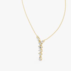 Collier pendentif en forme de Y multi-formes en diamant certifié IGI plaqué or argenté, bijoux fins, cadeau pour femmes - Product Image 4