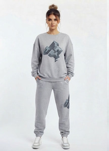 Conjunto de Sudadera y Pantalones de Chándal de Forro Polar Estampado para Mujer, Tallas Grandes, Cuello Redondo, Manga Larga, Ajuste Holgado, Estilo Casual Urbano, Ropa de Invierno - Product Image 4