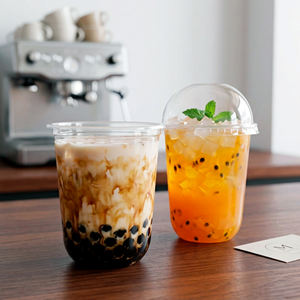 QUANG QUAN Premium 12oz 24oz High Transparency Recyclable PP Single Wall Round Beverage <b>Cups</b> 95mm Diameter for Coffee - Product Image 1