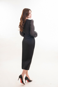 Chemise Peplum Tweed moderne de haute qualité pour femmes Style d'affaires respirant tissé à manches longues pour l'été automne printemps - Product Image 3