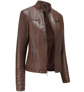 Veste en cuir sur mesure pour femme, style motard vintage, en cuir PU premium respirant, vêtement d'extérieur tendance pour l'hiver, moto - Product Image 1