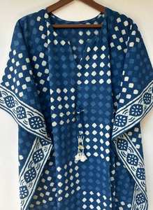 Robe longue maxi en coton indien imprimée à la main, kaftan, vêtement de plage, cadeau pour elle - Product Image 3