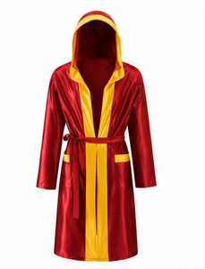 PROFIT SPORTS Robe à capuche noire et violette avec ceinture en satin, respirante, séchage rapide, en polyester, manches longues, pour entraînement de boxe - Product Image 4