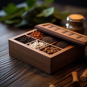 Wooden Spice Box 6 Compartment Seasoning Storage Bin with Glass Lid Lockable Drawer for Kitchen Counter - Product Image 6