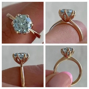 Premium Gold Silver Ladies Round Cut <b>Ring</b> 1.92 CTS Moissanite CVD Colour Stone <b>CZ</b> EGL VVS2 D VS1 Jewelry - Product Image 4